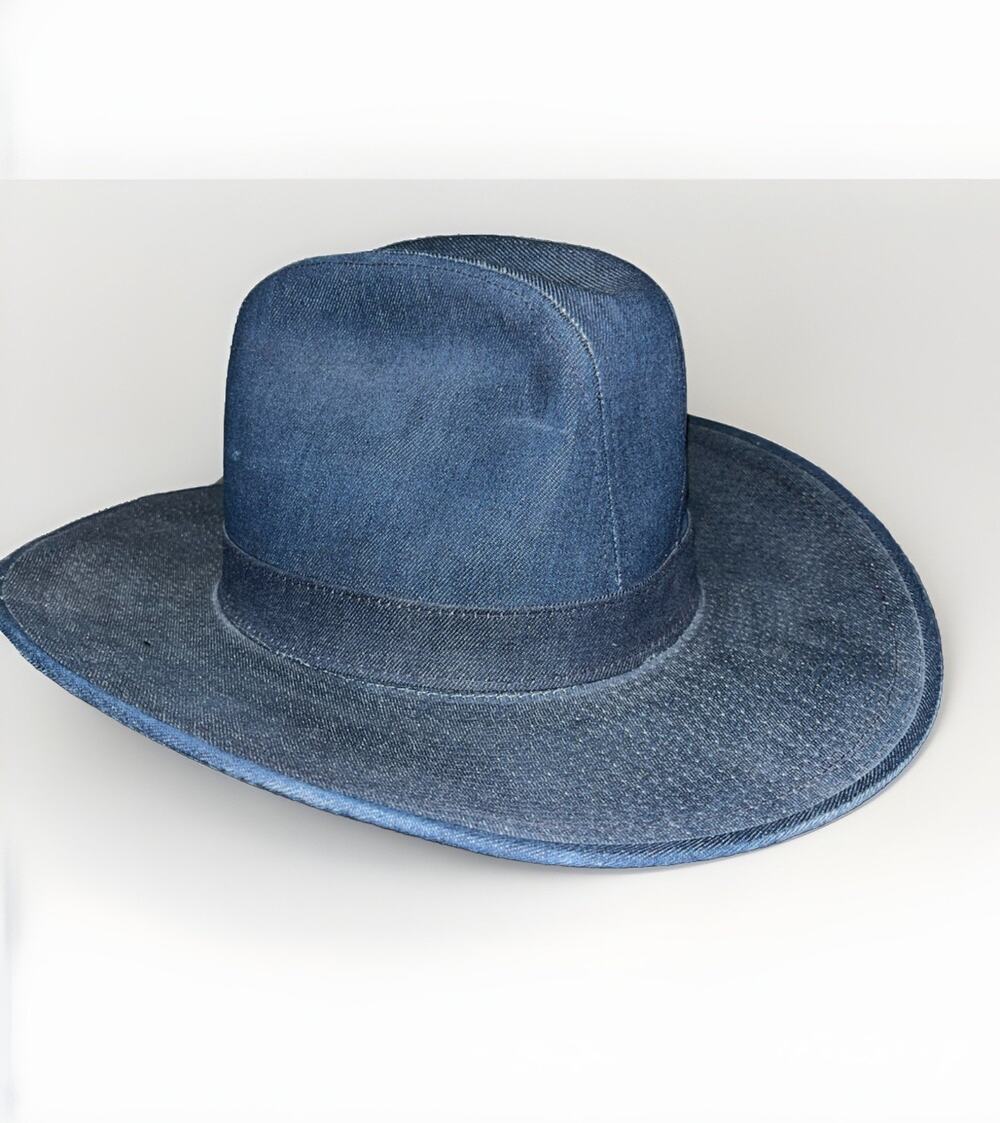 THE RUSTLER Vintage 1970’s Denim Blue Western Cowboy Hat Sz 7 3/8